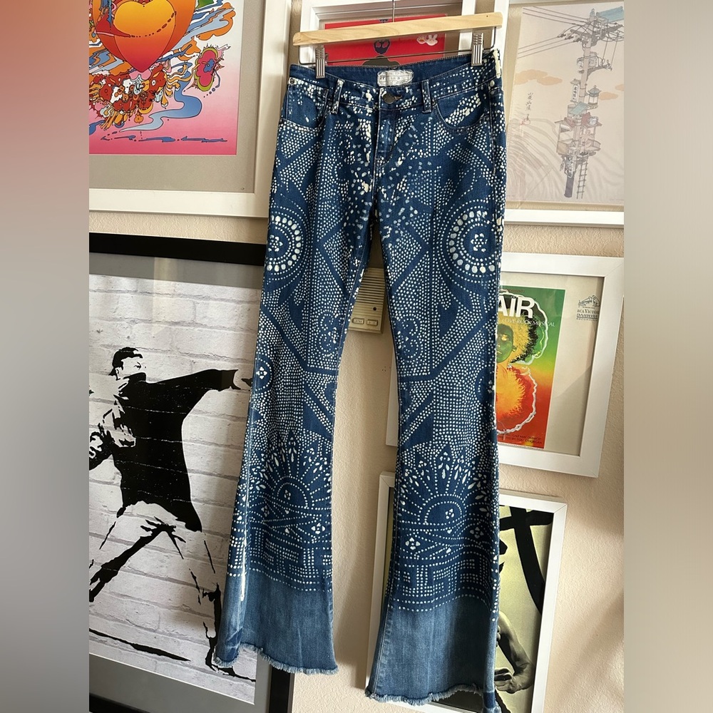 New Rare Free People batik flare jeans